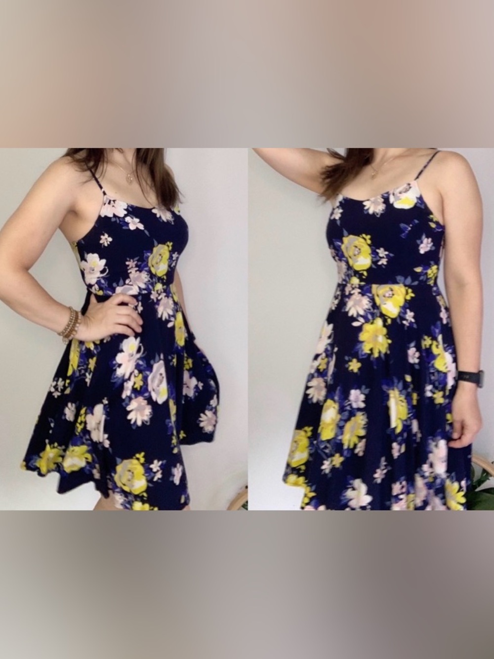Navy Floral Dress - Picture 2 of 11